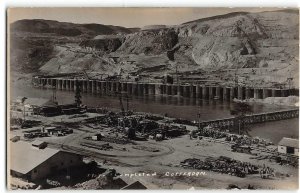 RPPC Completed Cofferdam Grand Coulee Dam, WA Construction '30s Vintage Postcard