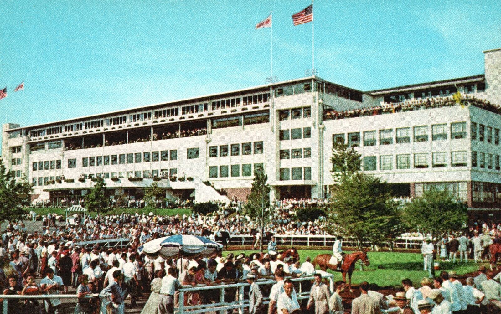 Vintage Postcard Monmouth Park Jockey Club Grounds Building Oceanport