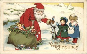 Christmas Stecher Ser 55F Santa Claus Toy Soldier Puppy Cute Kids Postcard