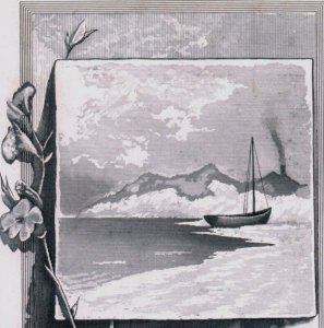 1870s-80s Engraved Victorian Trade Card Mountains Sea Sailboat F140