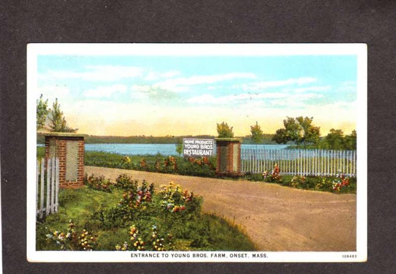 MA Young Bros Brothers Farm Restaurant Cape Cod Onset Massachusetts Postcard