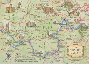 Maps Postcard - Map Showing The Thames Valley  RR13029