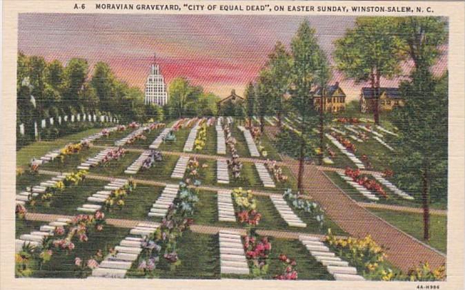 North Carolina Winston Salem Moravian Graveyard On Easter Sunday 1949 Curteich