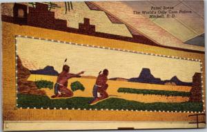 Detail Panel from Corn Palace, Mitchell South Dakota Linen Vintage Postcard Y06