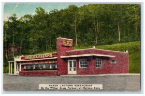 c1940 Amber Lantern Restaurant Wilbur Cross Parkway Meriden Connecticut Postcard