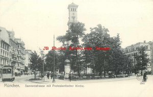 Germany, Munich, Sonnenstrasse mit Protestantischer Kirchen, Hartmann No 2561