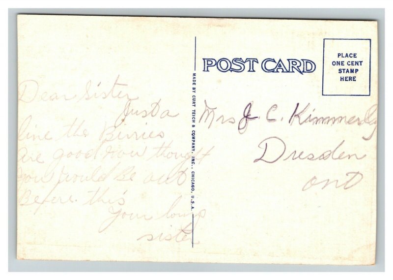 Vintage 1940's Advertising Postcard Occidental Hotel Muskegon Michigan