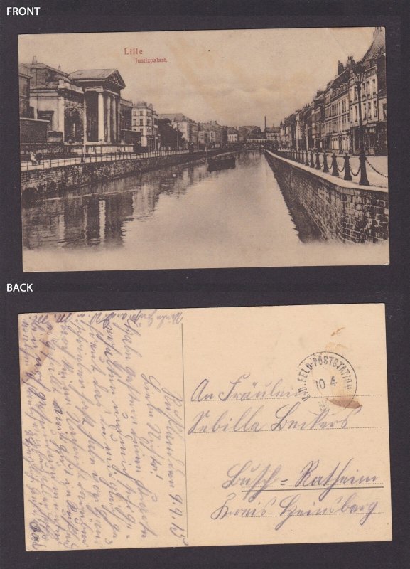 GERMANY 1914, Vintage postcard, Lille France, Fieldpost