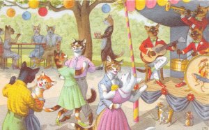 G91/ Dressed Cats Alfred Mainzer Postcard c1940s Dance Party Band34