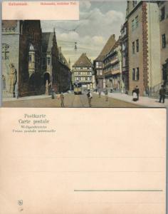 HALBERSTADT HOLZMARKT GERMANY ANTIQUE POSTCARD TROLLEY RAILROAD