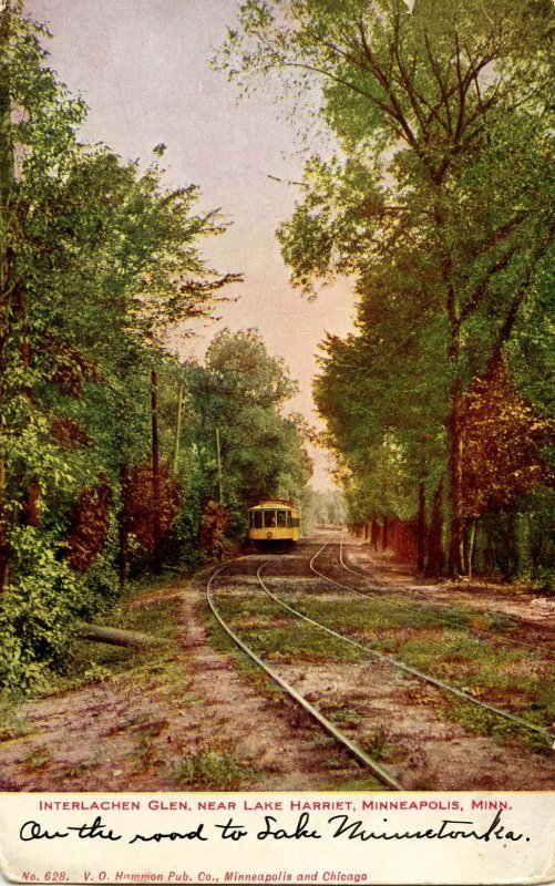 MN - Minneapolis. Trolley at Interlachen Glen near Lake Harriet