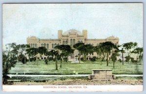 1911 ROSENBERG SCHOOL GALVESTON TEXAS*FANCY BACK*TO ROCKVILLE MD*POSTCARD*DAMAGE