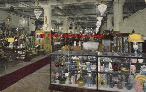 Advertising Linen Postcard, World's Antique Mart, Interior, Chicago Illinois