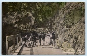 RPPC BENGUET ROAD, Philippines ~ Road Crew BRIDGE Tinted Photo  Postcard