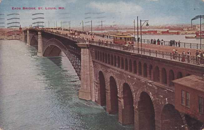 Eads Bridge over Mississippi River - St Louis MO, Missouri - pm 1915 - DB