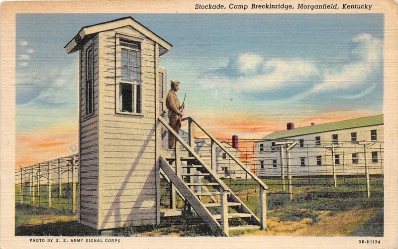 G10/ Morganfield Kentucky Postcard Linen Stockade Camp Breckinridge 40s 2