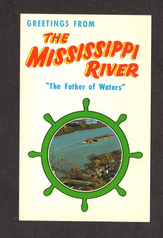 MS Greetings from MISSISSIPPI River MISS Postcard PC