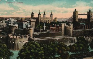 Vintage Postcard 1910's Tower Of London Scenic Picturesque View London England