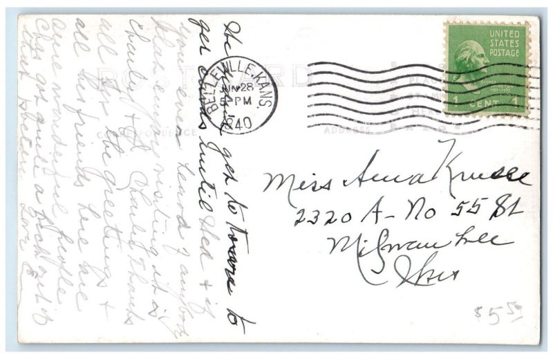 1940 Post Office Building Belleville Kansas KS Martins RPPC Photo Postcard