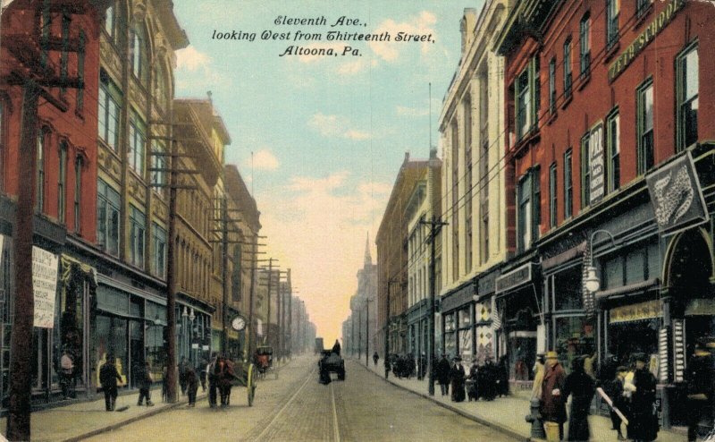 USA Eleventh Ave Looking West Altoona Pennsylvania Vintage Postcard 07.68 