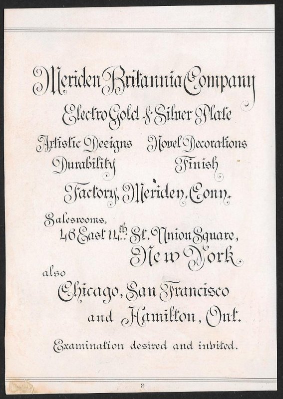 VICTORIAN TRADE CARD Meriden Britannia Co Gold & Silver Plate Several Shown