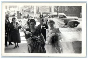 1939 Wedding Lawndale National Bank Chicago Illinois IL RPPC Photo Postcard