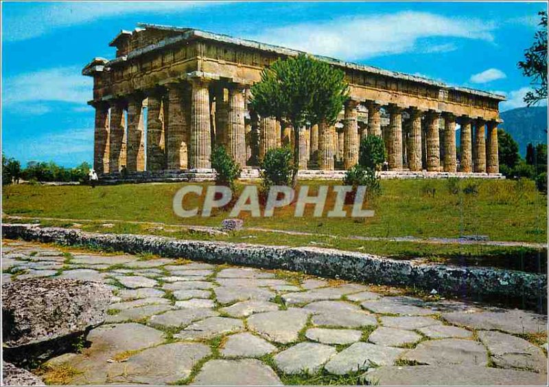 Postcard Modern Paestum Temple of Neptune, and Coronation Road