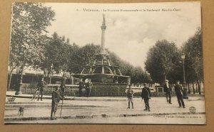 VINTAGE UNUSED POSTCARD MONUMENTAL FOUNTAIN & MAURICE-CLERC BLVD, VALENCE FRANCE