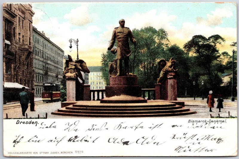 Besmarck-Denkmal Dresden Germany Monument Statue Postcard