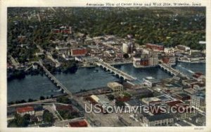 Aeroplane View of Cedar River - Waterloo, Iowa IA  