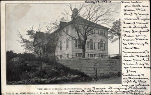 Manchester MA High School c1910 Vintage Postcard