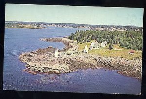 Port Clyde, Maine/ME Postcard, View Of Marshall Point Light/Lighthouse & Harbor