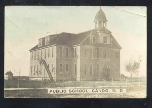 RPPC TINTED CANDO NORTH DAKOTA PUBLIC SCHOOL VINTAGE REAL PHOTO POSTCARD