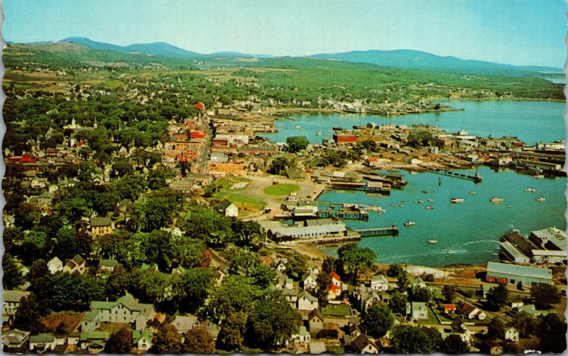 Vtg Aerial View of Rockland Maine ME Chrome Postcard
