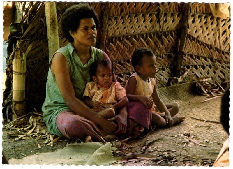 Suva, Fiji - A Fijian Mother and Child - Continental Size Postcard