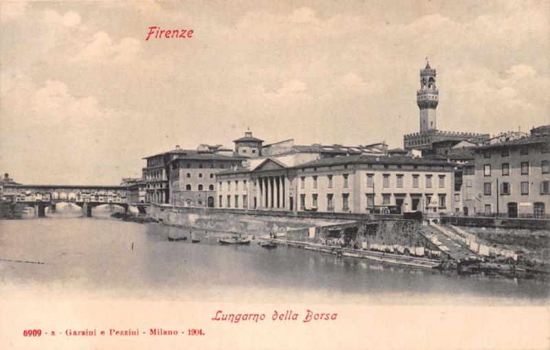 FIRENZE FLORENCE ITALY LUNGARNO DELLA BORSA~GARZINI e PEZZINI 6909 POSTCARD 1904