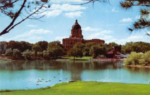 Statehouse as seen from the grounds of the Gov.'s mansion With capital Lake i...