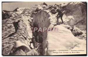 Old Postcard Chamonix Mountaineering Ascension perilous passage d & # 39A cre...