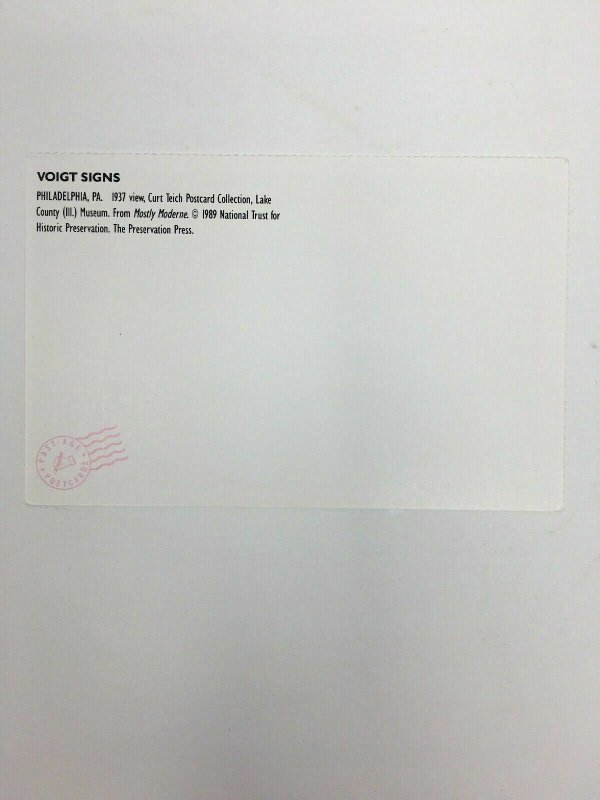 Voigt Signs Advertising Postcard 1989 Reprint 