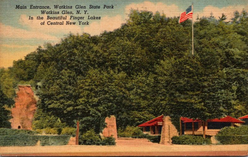 New York Watkins Glen State Park Main Entrance 1953 Curteich