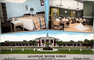 Linen Postcard Savannah Motor Lodge in Savannah, Georgia