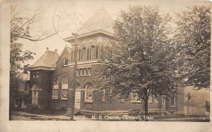 J28/ Caldwell Ohio RPPC Postcard c1910 M.E. Church Building 201