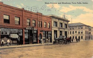 Twin Falls Idaho Main Ave. & Shoshone, Drug Store, Vintage PC U6040