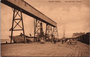 Wharf Scene Galveston Texas Vintage Postcard C084
