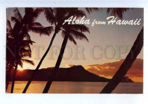 204368 ALOHA from HAWAII sun rising old postcard