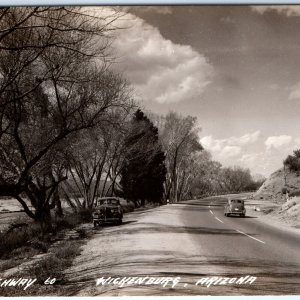 c1940s Wickenburg, AZ RPPC Highway 60 Road Street View Cars Real Photo PC A113