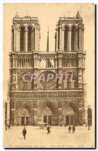 Old Postcard Paris Notre Dame church