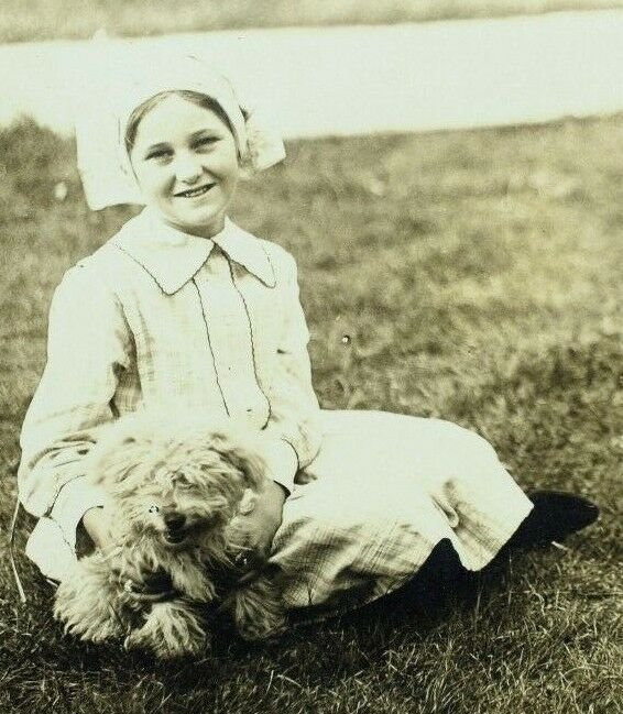 Circa 1910 RPPC Cute Young Nurse With her Cute Fluffy Dog Adorable Postcard P34