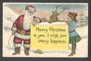 Ca 1909 PPC* Vintage Xmas Greeting W/Santa In Orange Suit W/Reindeer See Info