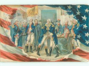 Pre-Linen Patriotic GEORGE WASHINGTON TAKES LEAVE OF HIS OFFICERS AC0784